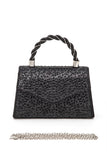 Womens Statement Rhinestone Top Handle Clutch Bag