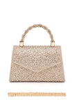 Womens Statement Rhinestone Top Handle Clutch Bag
