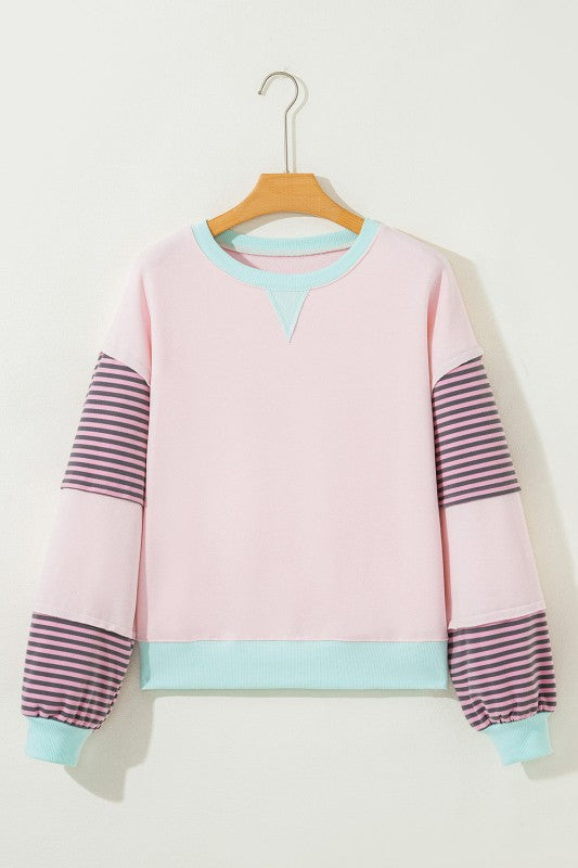 Women's Stripe Colorblock Drop Shoulder Sweatshirt | Zarnesh