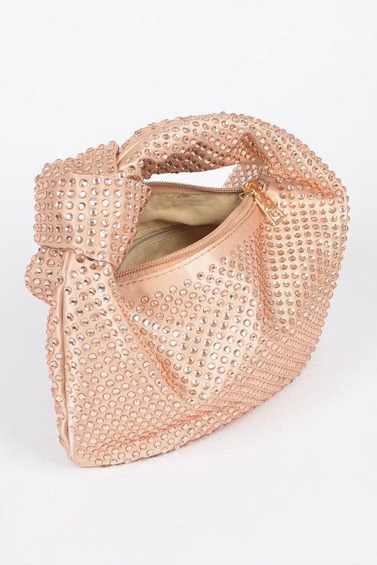 Womens Tonal Studded Knotted Soft Clutch | Zarnesh