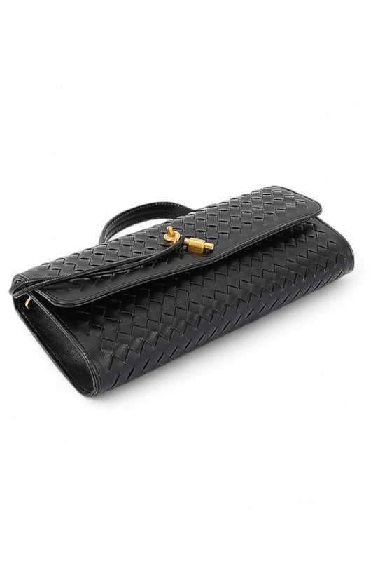 Womens Weaved Faux Leather Top Handle City Clutch Bag |Zarnesh