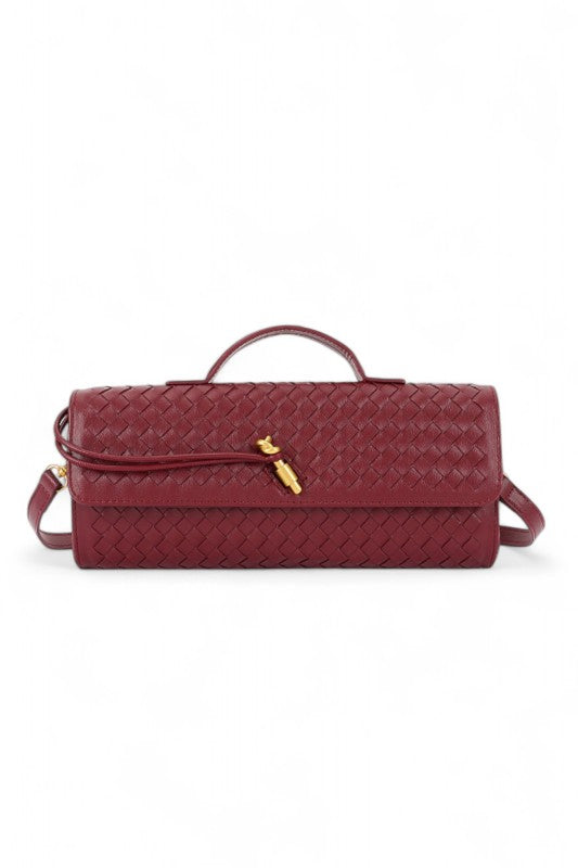 Womens Weaved Faux Leather Top Handle City Clutch Bag |Zarnesh