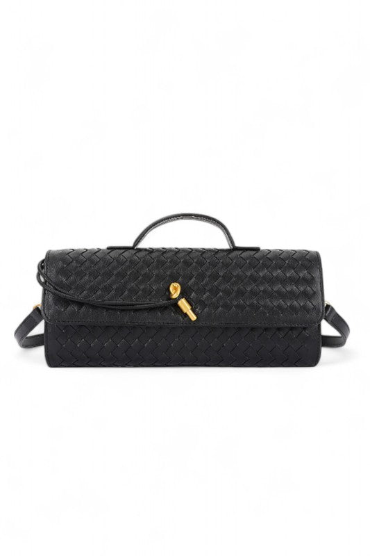 Womens Weaved Faux Leather Top Handle City Clutch Bag |Zarnesh
