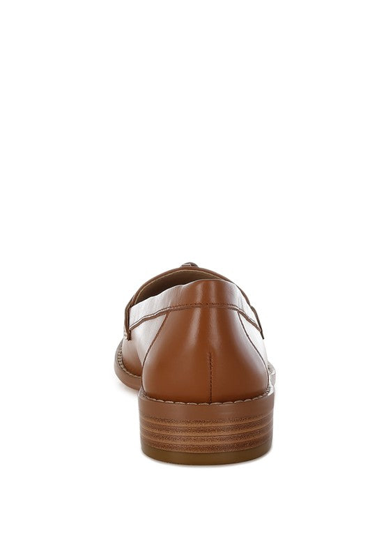 Women Yelena Genuine Leather Mock Stitch Tassel Loafers Zarnesh