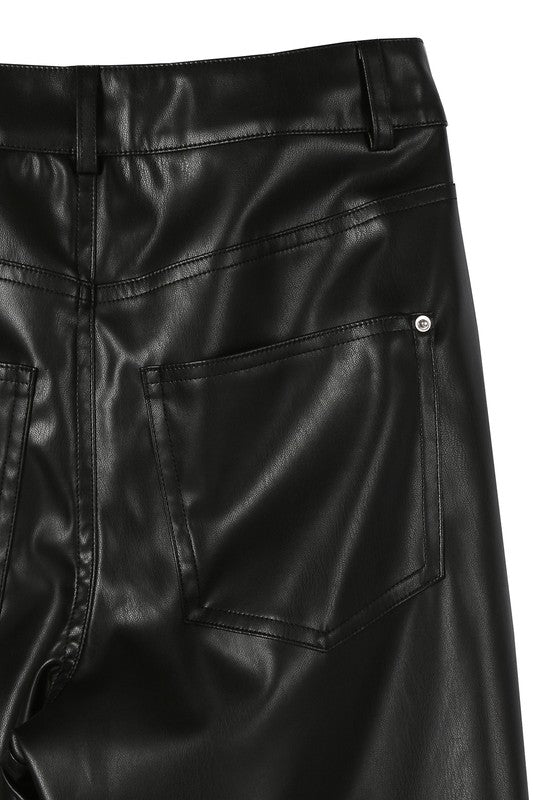 Women Solid Pattern Unlined But Opaque Vegan Leather Pants Zarnesh