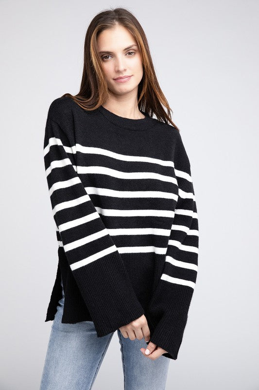 Women’s Ribbed Hem Stripe Sweater | Zarnesh