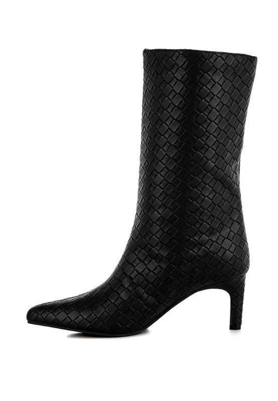 Women’s Mentha Woven Faux Leather Boots | Zarnesh