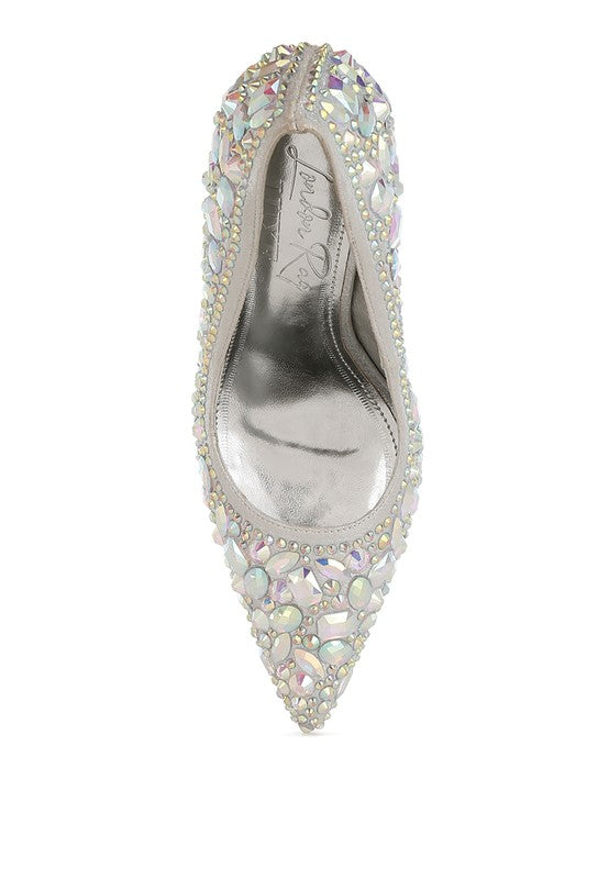 Women’s Iceout Diamante & Rhinestone Embellishment Pumps | Zarnesh