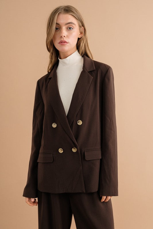 Women Double Button Blazer Jacket | Zarnesh