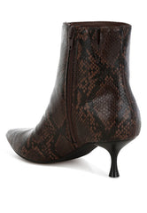 Women’s Thymus Snake Print Kitten Heel Boots | Zarnesh