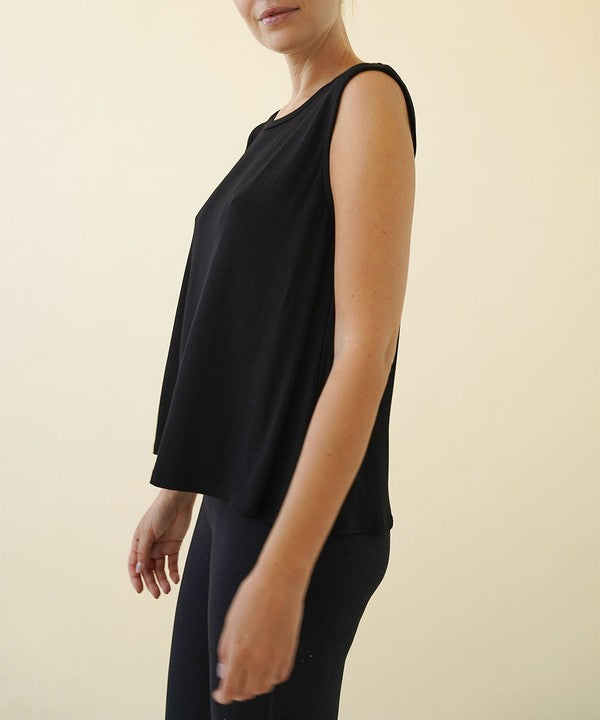 Women Bamboo Muscle Banded Neck Sleeveless Tank Top Zarnesh