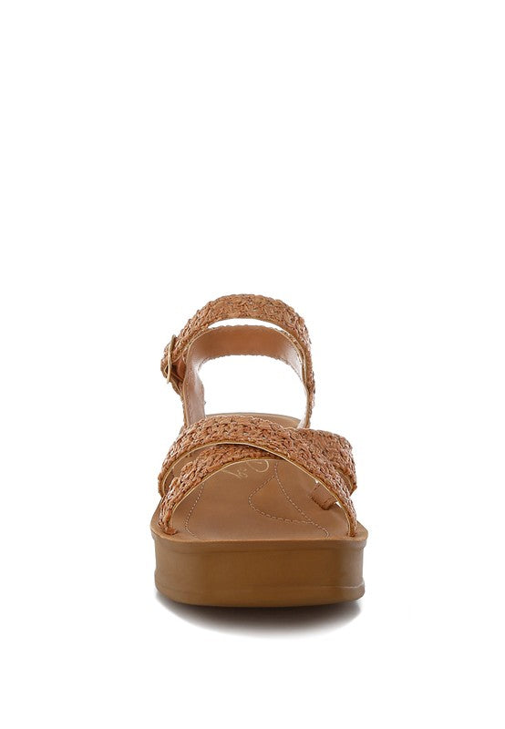Women Sephone Woven Square Toe Soft Cushion Wedges Heel Zarnesh