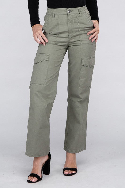 Women's Everyday Wear Elastic-Waist Cargo Pants | Zarnesh