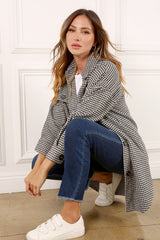 Women Houndstooth Long Shacket | Zarnesh