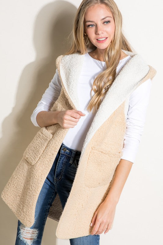 Women Plus Sherpa Long Vest | Zarnesh