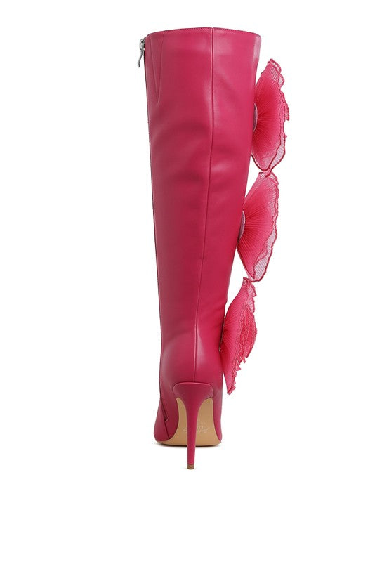 Women’s Chinkara Sheer Big Rose Detail Long Boots | Zarnesh