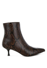 Women’s Thymus Snake Print Kitten Heel Boots | Zarnesh