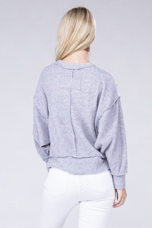 Women Brushed Melange Hacci Oversized Sweater | Zarnesh