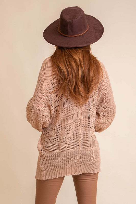 Women Knit Netted Cardigan | Zarnesh