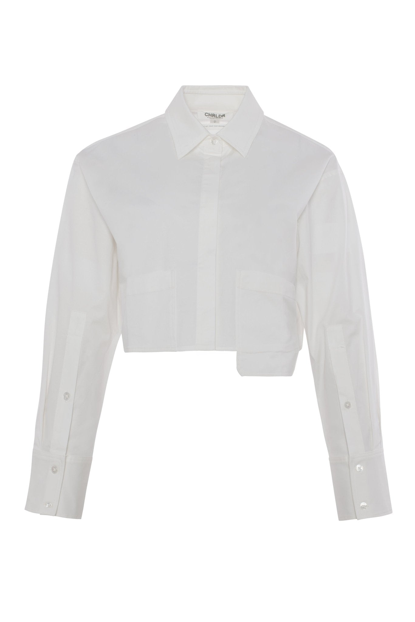 White cropped shirt on a white background