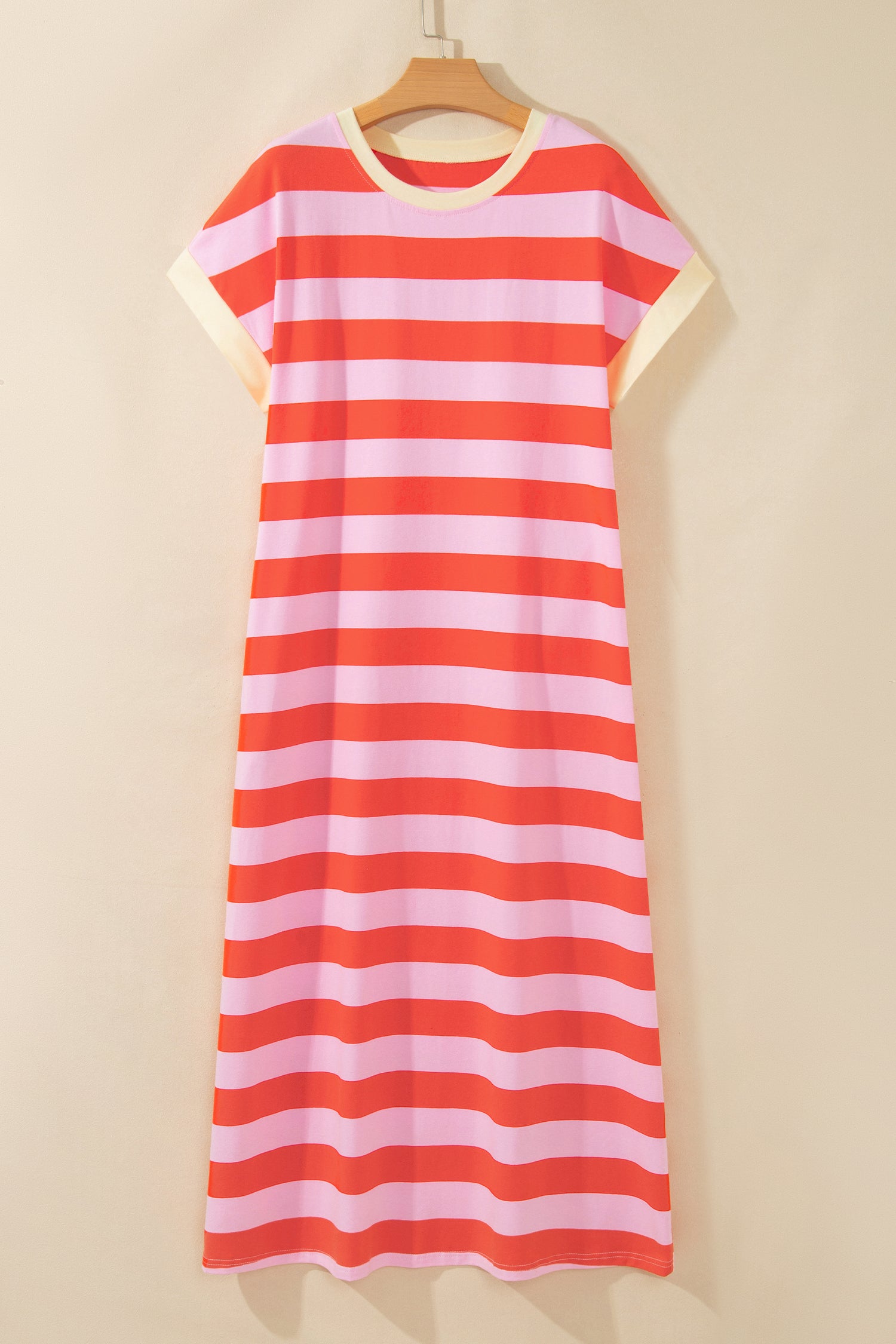 Casual Stripe Short Sleeve T Shirt Maxi Dress | Zarnesh