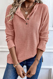 Women’s Evie Rib Textured Henley Knit Top | Zarnesh