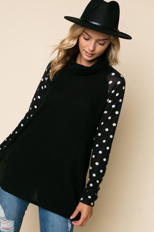 Women Polka Dot Turtle Neck Top | Zarnesh