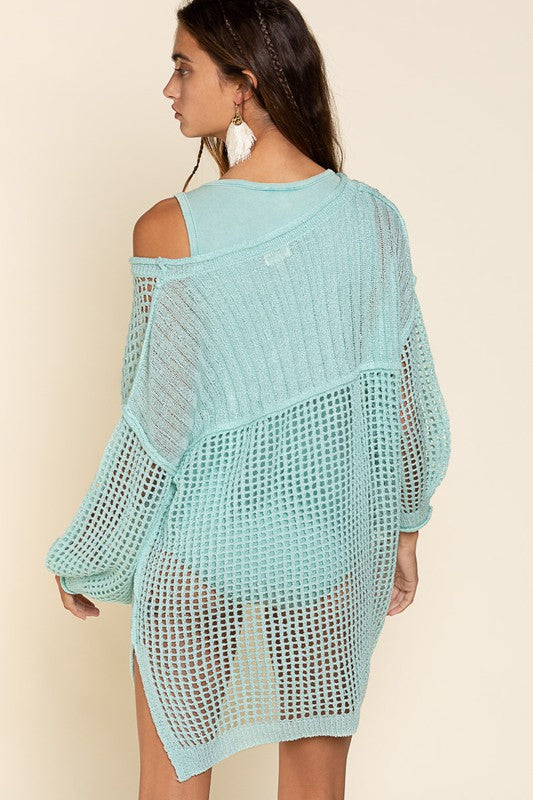 women Oversized Fit See-through Pullover Sweater zarnesh.com