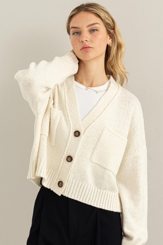 Women’s Cute Mood Crop Shoulder Cropped Cardigan Sweater | Zarnesh