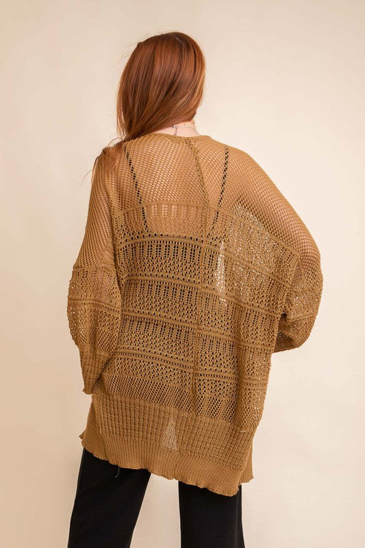 Women Knit Netted Cardigan | Zarnesh