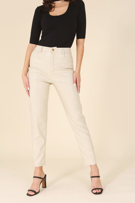 Women Solid Pattern Unlined But Opaque Vegan Leather Pants Zarnesh