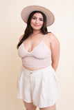 Women Plus Size Scoop Neck Gingham Smocked Bralette Zarnesh