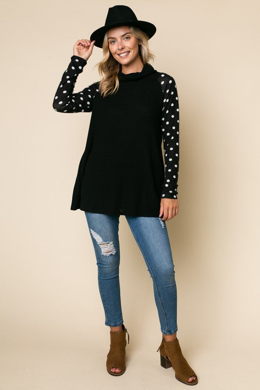 Women Polka Dot Turtle Neck Top | Zarnesh