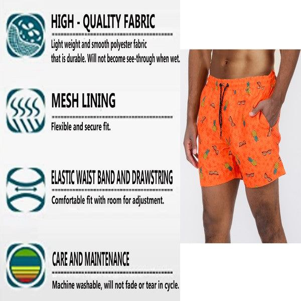 Men's Solid Lined Beach Swim Text Swim Shorts | Zarnesh