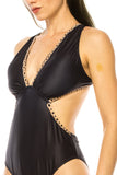 Women Adjustable Crisscross Back: Bathing Suit Side Cut Out Zarnesh