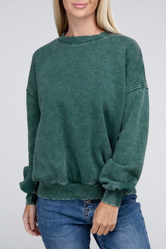 Women's Acid Wash Fleece Oversized Pullover | Zarnesh