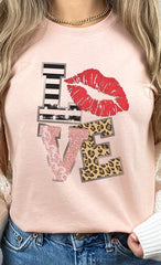 Women Love Multi Pattern Valentine Plus Size Graphic Tee Zarnesh