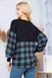 Women Plaid Contrast Bell Sleeve Sweater Knit | Zarnesh
