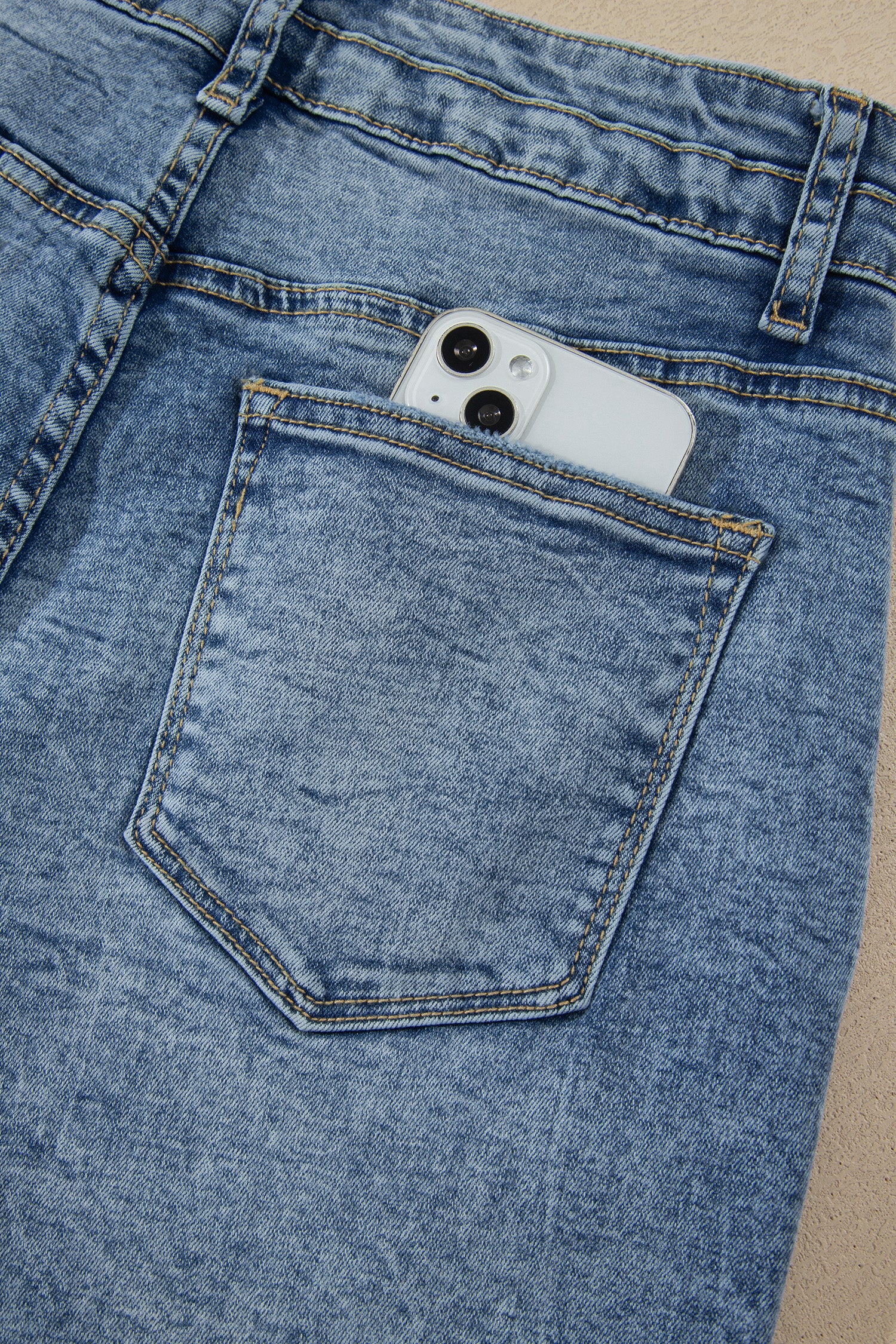 Double Button High Rise Waisted Flare Jeans | Zarnesh