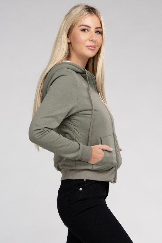 Women Fuzzy Trim Zip-Up Crop Sweater-Style Hoodie | Zarnesh