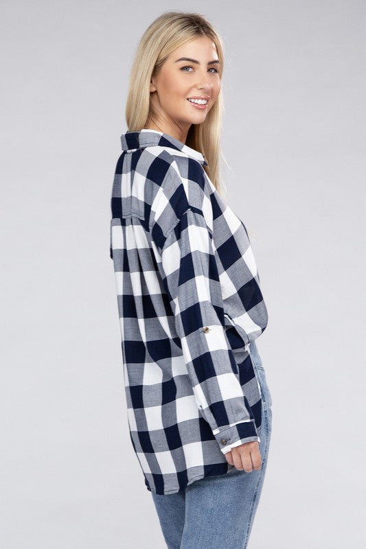 Women Classic Plaid Flannel Shirt | Zarnesh