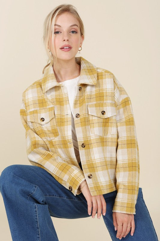 Women Plaid Short Shacket With Pockets | Zarnesh