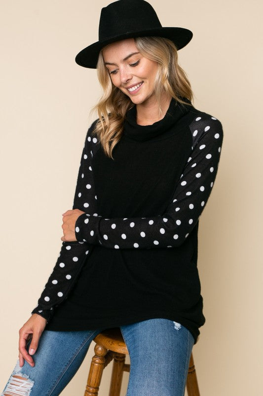 Women Polka Dot Turtle Neck Top | Zarnesh