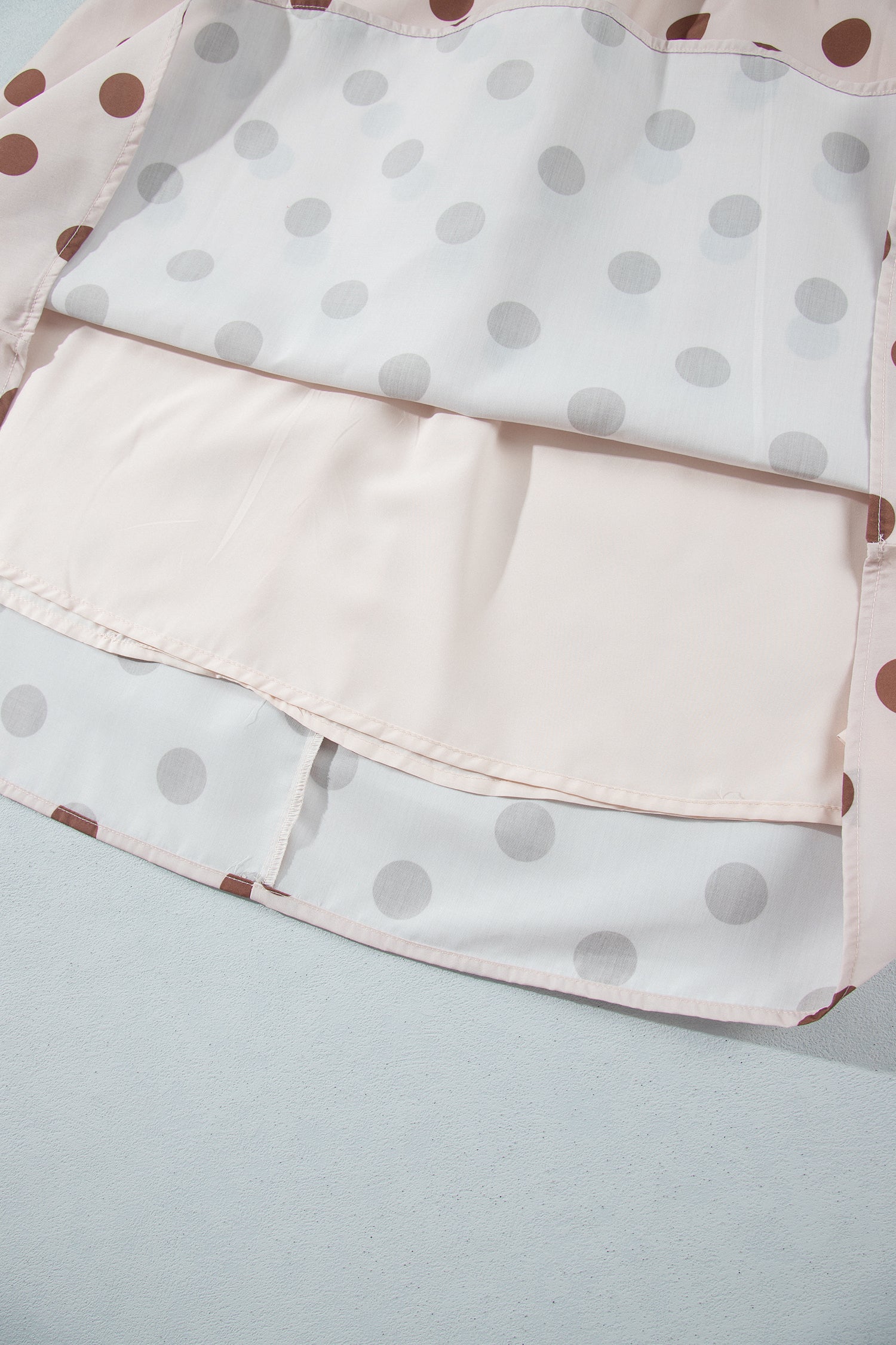 Inside view showing the lined polka dot skirt
