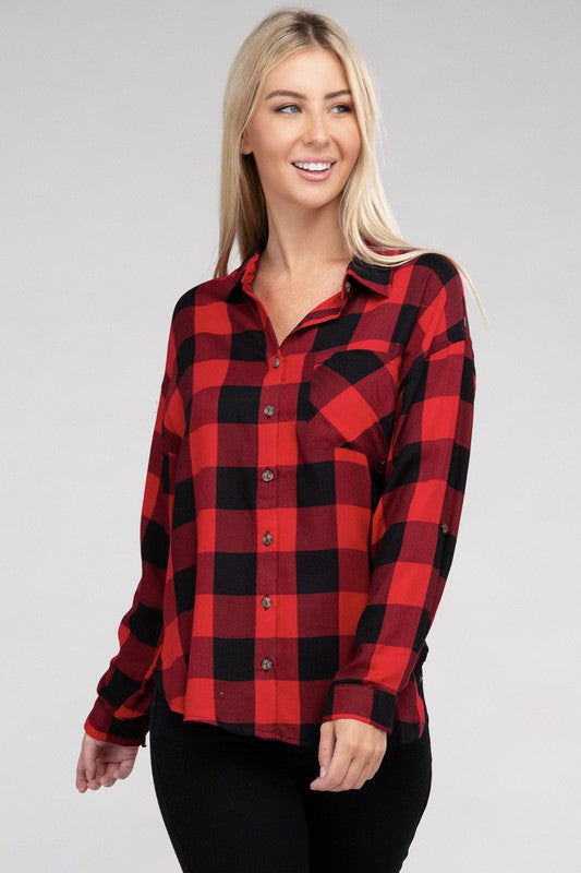 Women Classic Plaid Flannel Shirt | Zarnesh