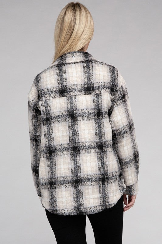 Women Blend of Shirt-Style Jacket Plaid Flannel Shacket | Zarnesh