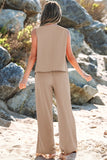 Women's Kinslee Buttoned Vest Drawstring Wide Leg Pants | Zarnesh