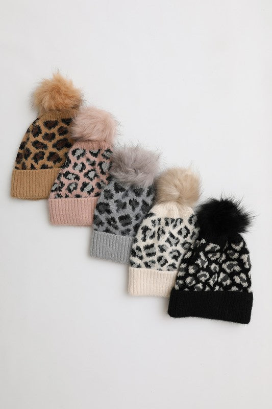 Women Leopard Knit Beanie | Zarnesh
