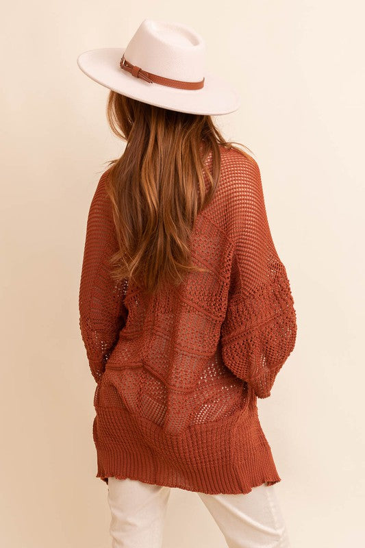 Women Knit Netted Cardigan | Zarnesh