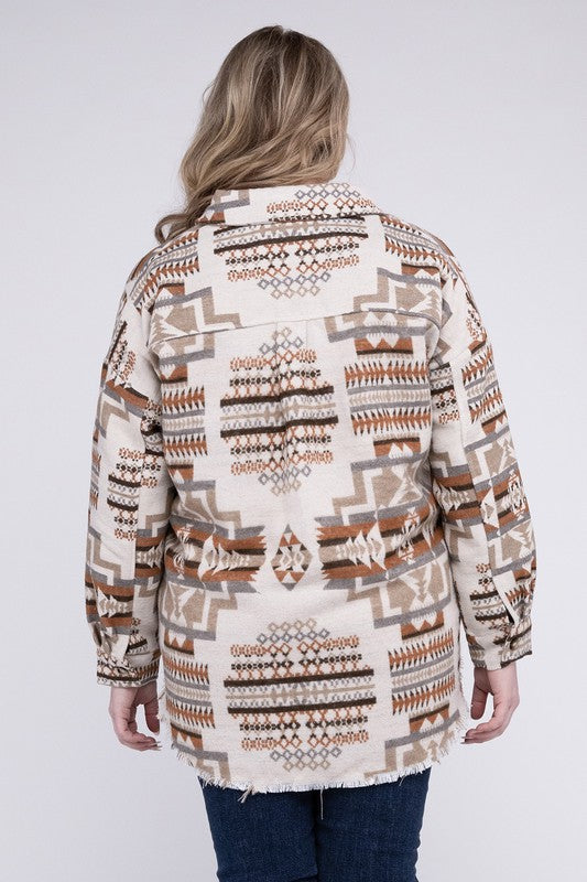 Women Plus Size Aztec Western Shacket | Zarnesh